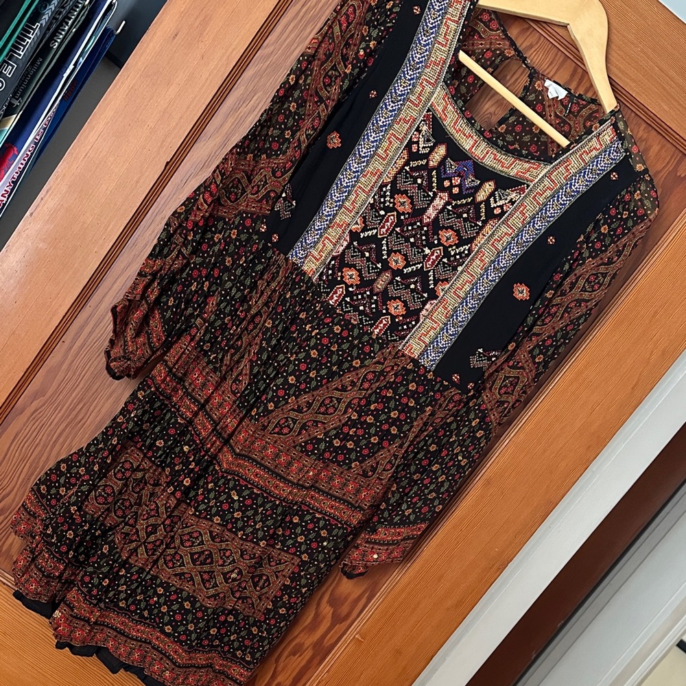 Bohemian Black and Orange Dress